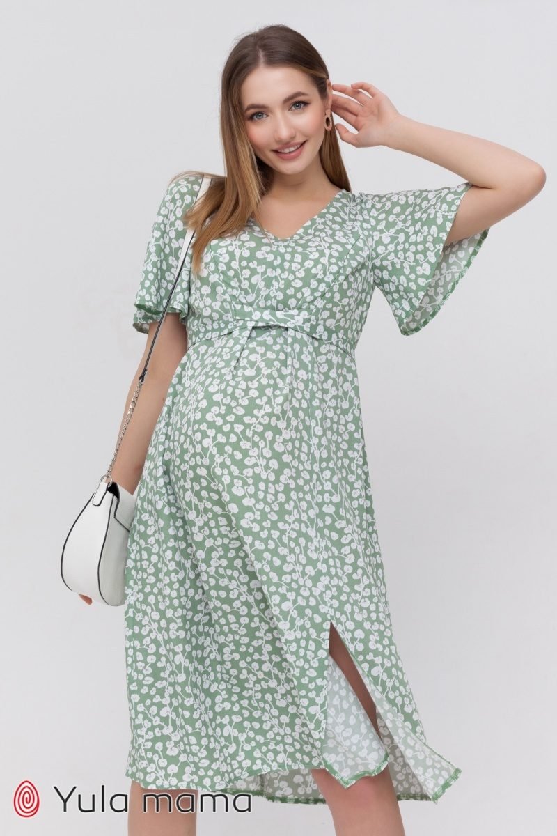 Платье для беременных и кормящих Vanessa зеленое