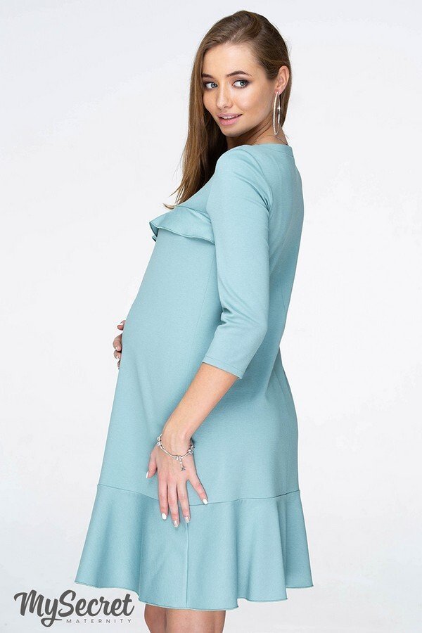 Платье с воланами для беременных и кормящих Simona полынный