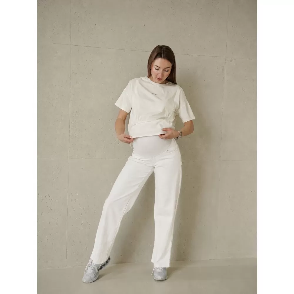 Прямі джинси для вагітних Straight Fit 46000 — білі