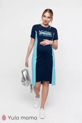 Платье-футболка для беременных и кормящих Koi темно-синий