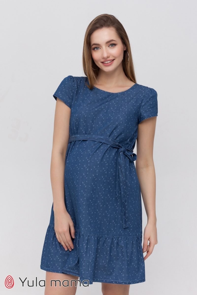 Джинсова сукня для вагітних і годуючих Shelby синій