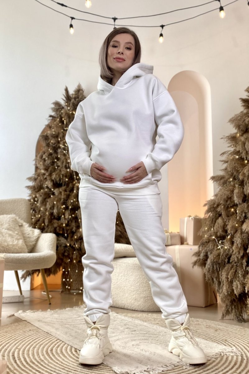 Спортивный костюм на флисе для беременных и кормящих 2314 молочный
