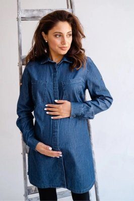 Блуза (сорочка) для вагітних 1268463 синій