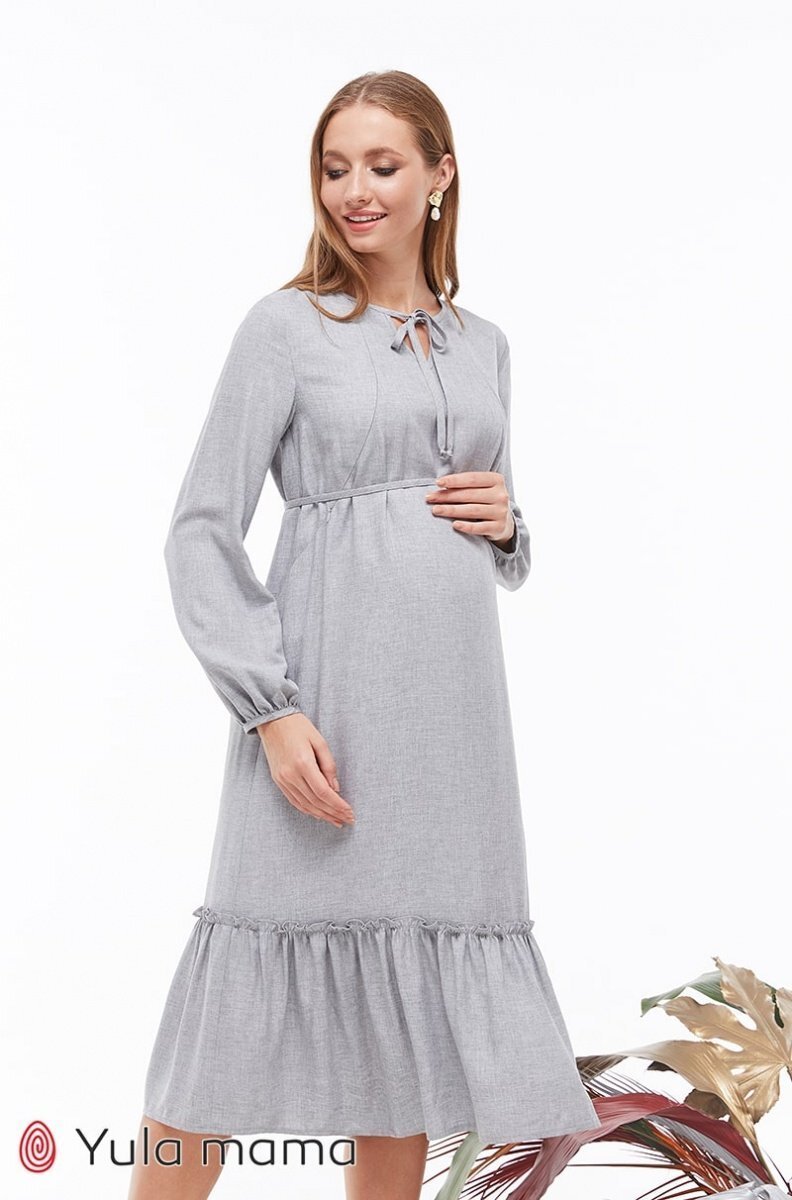 Платье миди для беременных и кормящих Monice серый меланж