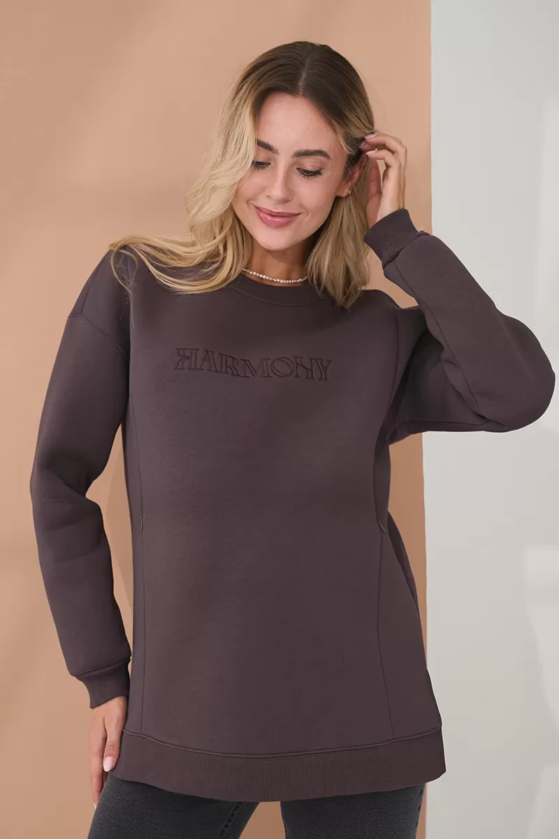 Тепла туніка для вагітних та годуючих Harmony темний тауп
