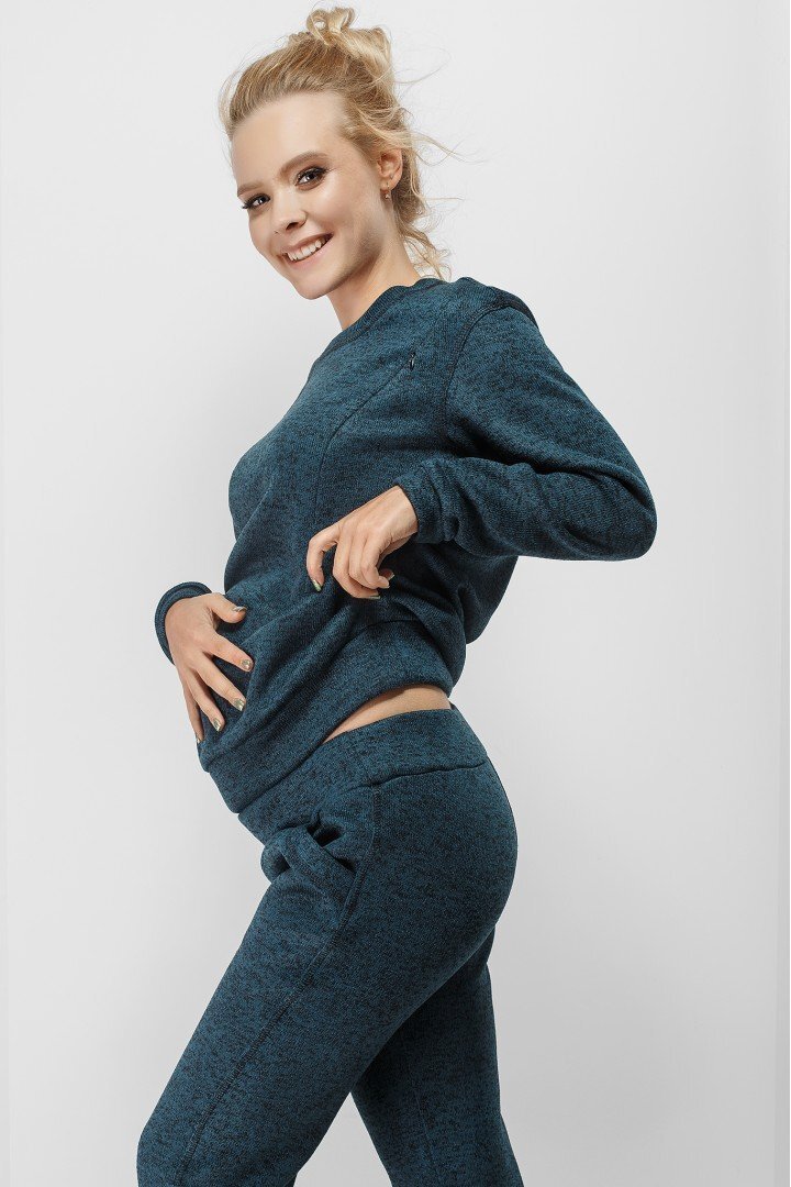 Утеплені спортивні штани для вагітних 1754-0000 темно-бірюзові