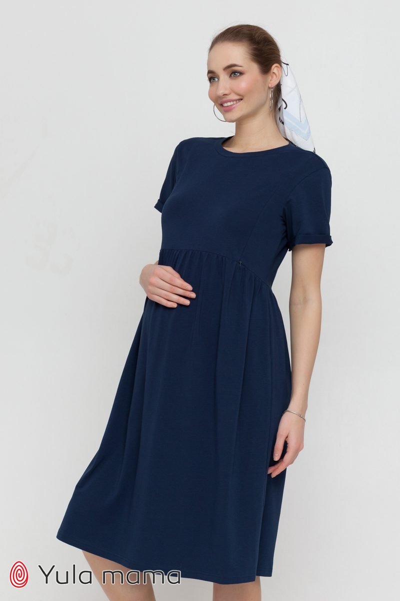 Платье-футболка для беременных и кормящих Sophie синий