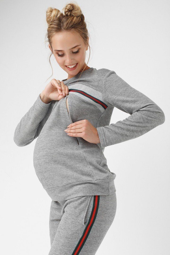 Спортивный костюм для беременных и кормящих 1861-1061 серый