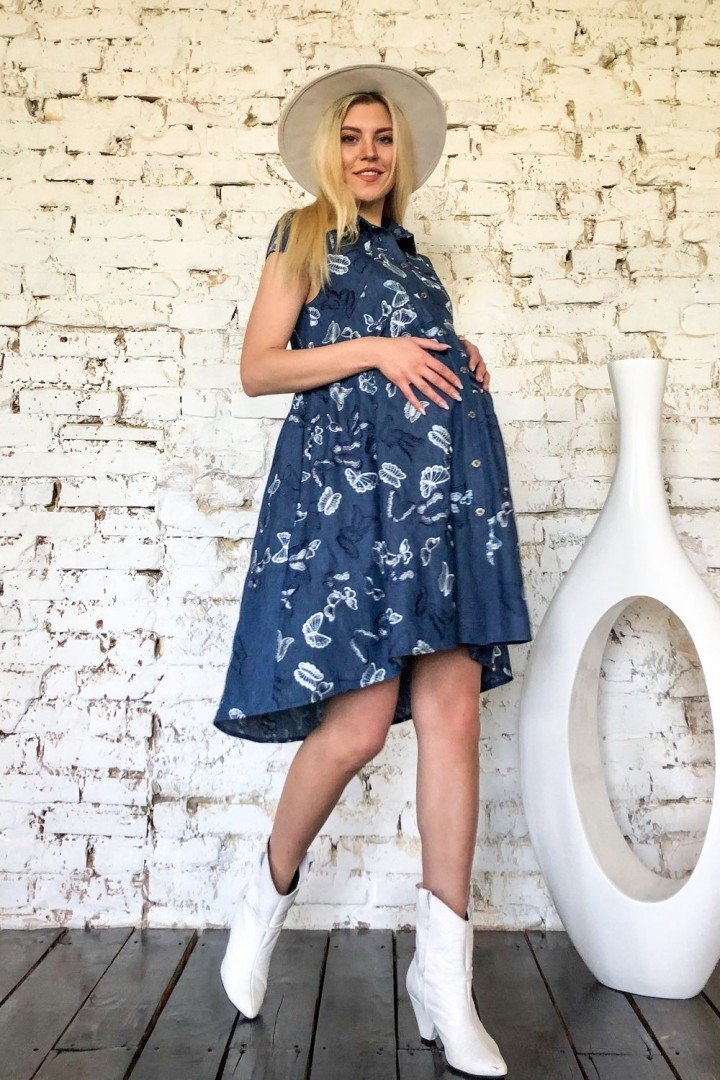 Платье для беременных и кормящих 1945 1085 синее