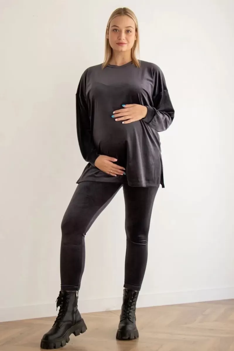 Плюшевий костюм для вагітних та годуючих мам 4473154-4 графітовий