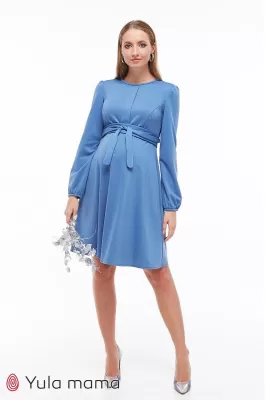 Платье-колокольчик для беременных и кормящих Shante темно-голубое