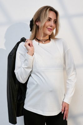 Стильный лонгслив для беременных и кормящих Marissa молочный