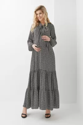 Платье для беременных и кормящих 2015 1308 черно-белое