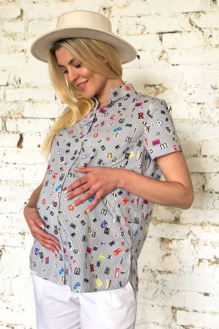 Сорочка для вагітних і годуючих 2034 0000 кольоровий принт