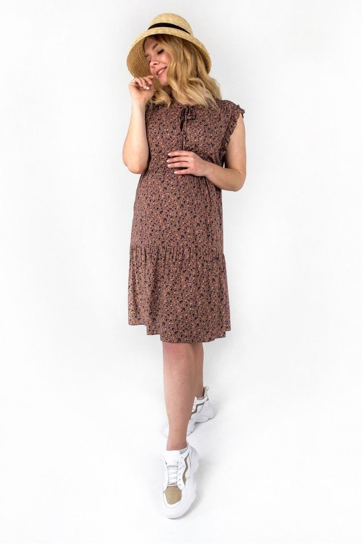 Платье для беременных и кормящих 2042 0002 коричневое