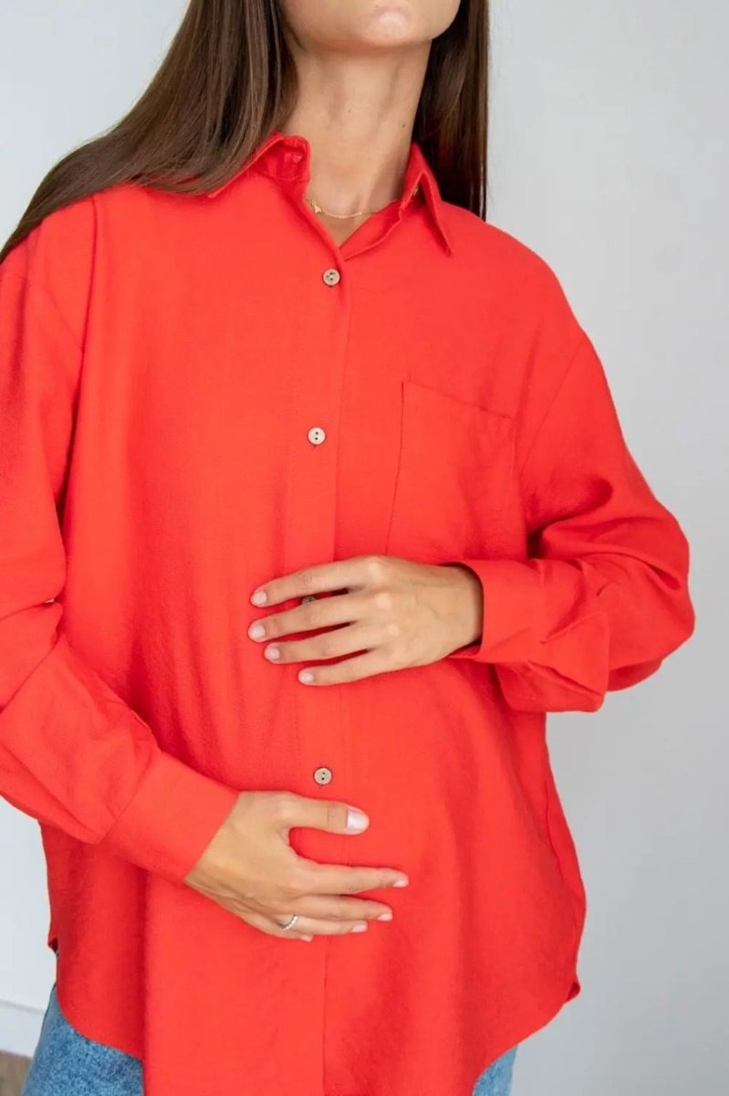 Блуза-сорочка для вагітних 2101711 червона