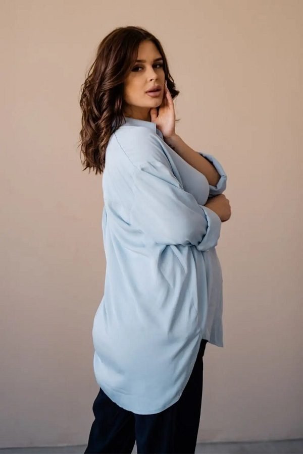 Блуза-сорочка для вагітних 2101755 блакитна