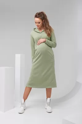 Платье-худи для беременных и кормящих 2126 1452 фисташка