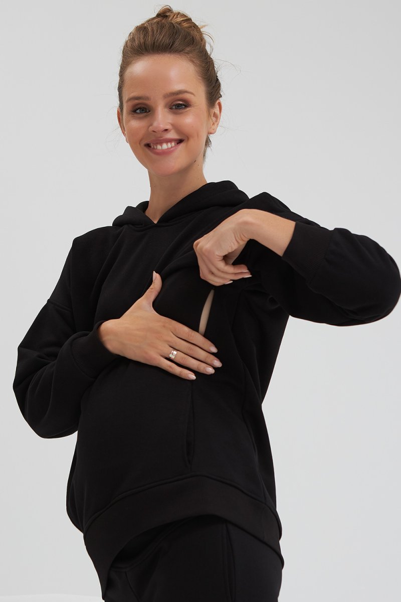 Спорт костюм на флісі для вагітних та годуючих 2113(88) 1435 чорний