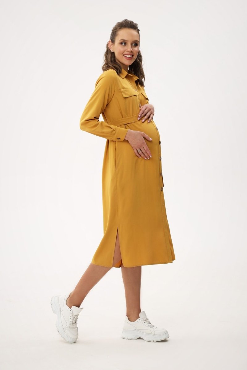 Сукня-сорочка для вагітних та годування 2139 1606 гірчичне