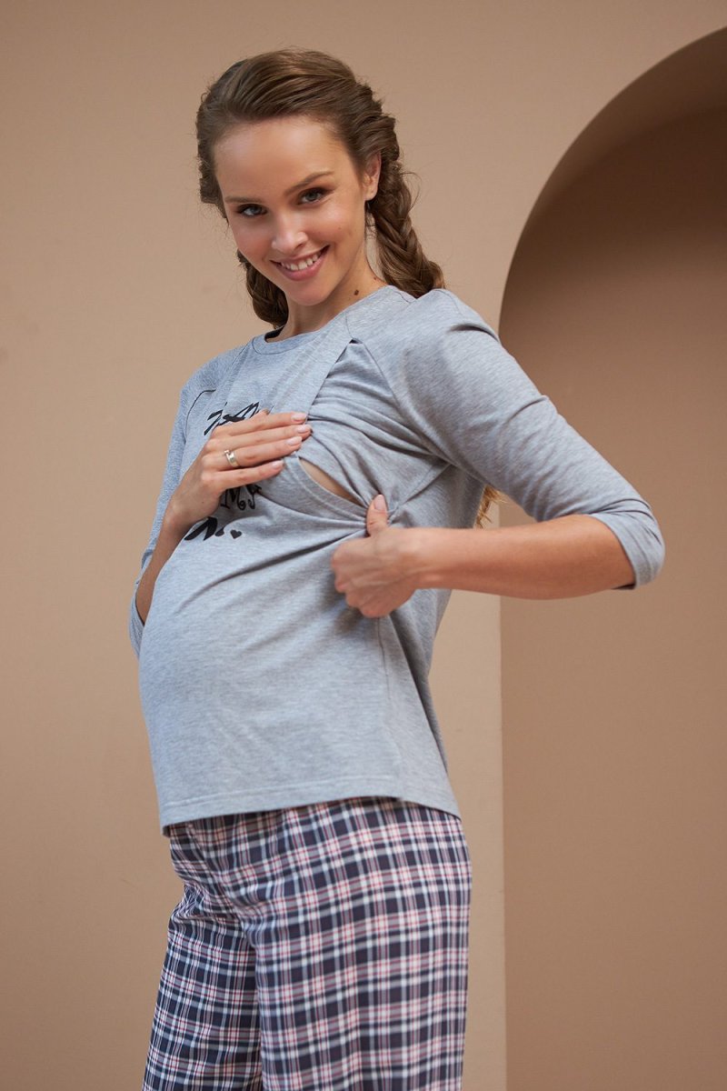Пижама для беременных и кормящих 2190 1564 серый