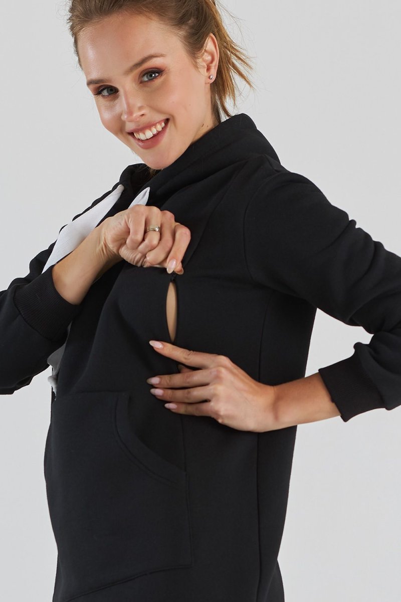 Сукня-худі для вагітних і годуючих 2195 1435 чорне
