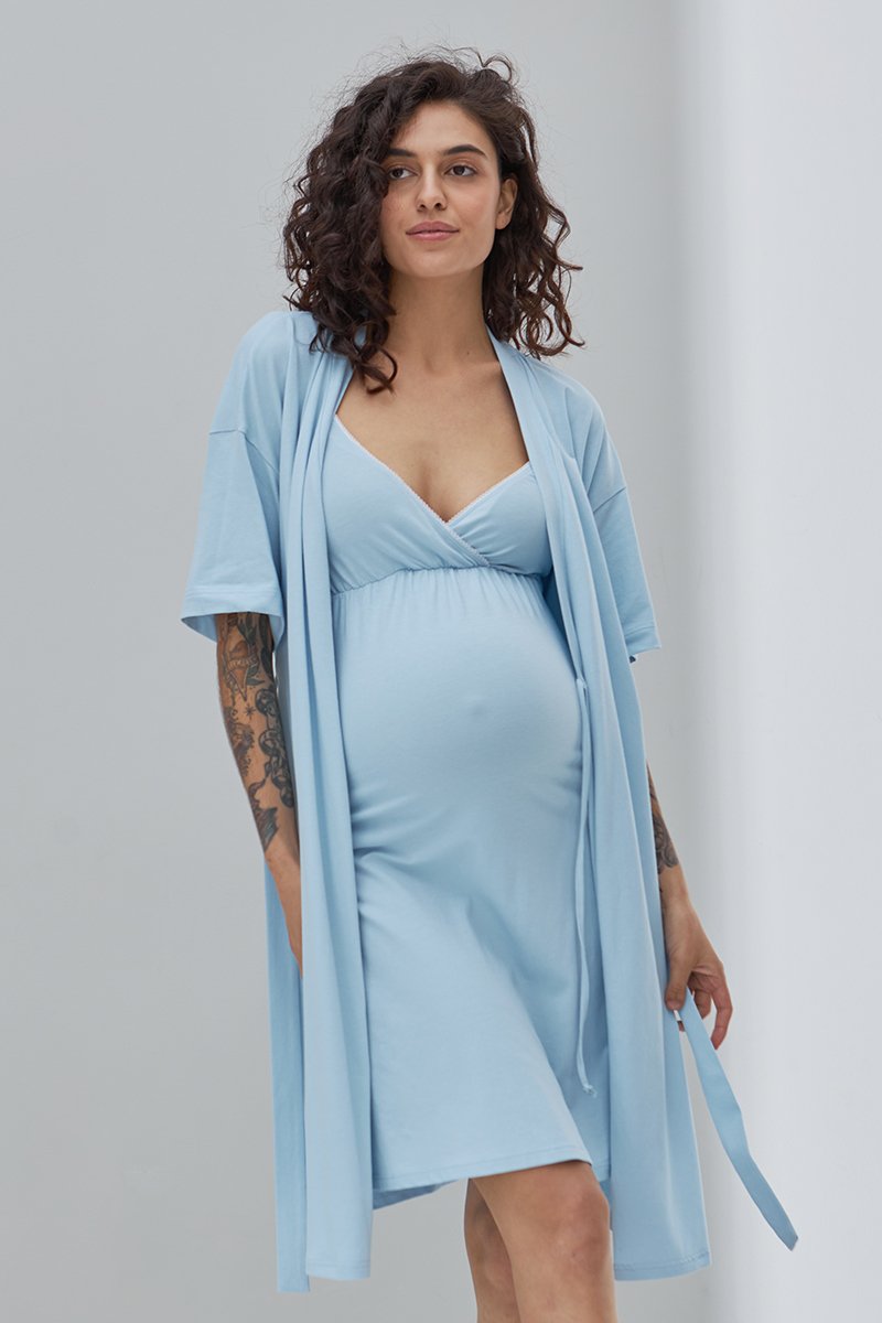 Халат для вагітних та годуючих Paola блакитний