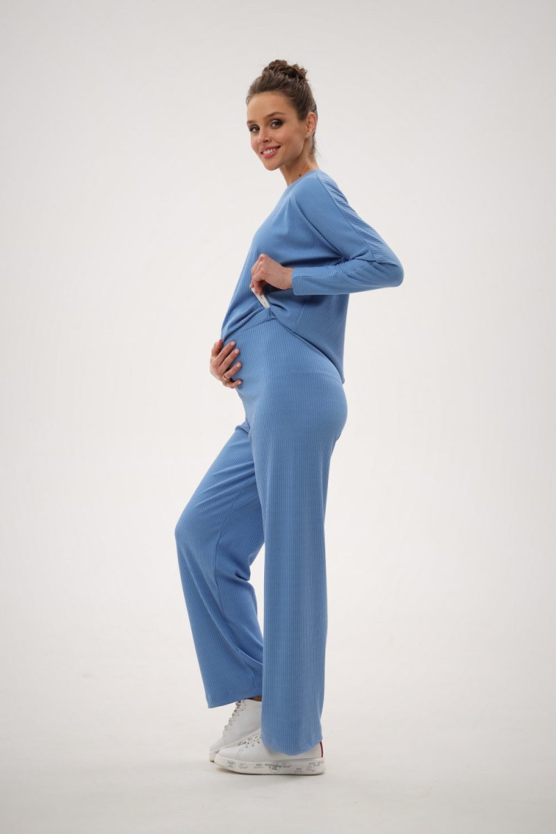 Трикотажні штани для вагітних 2184 1596 блакитні