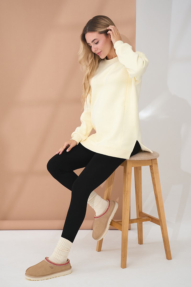 Теплые лосины для беременных на меху Zoe черные