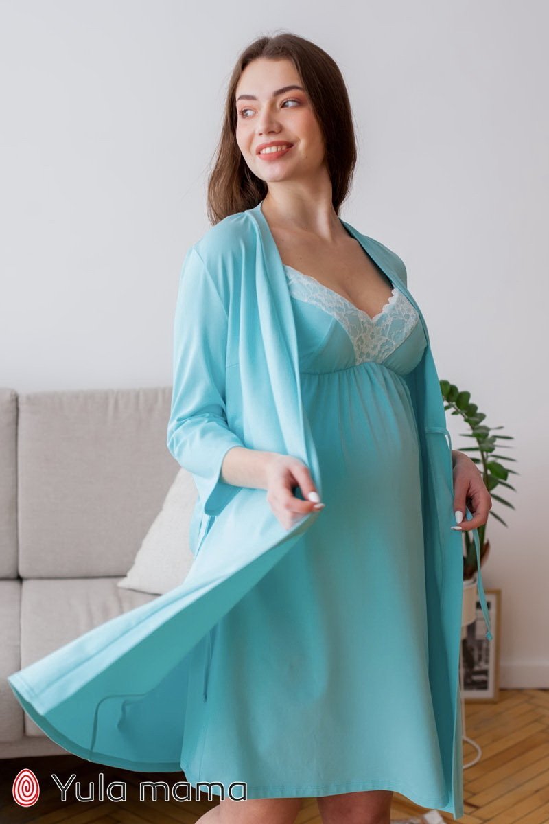 Ночнушка для вагітних і годуючих Monika new блакитний