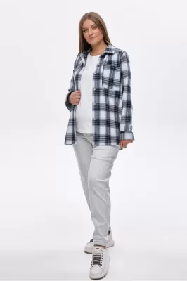 Сорочка для вагітних 2355 1254 чорно-білий з блакитним