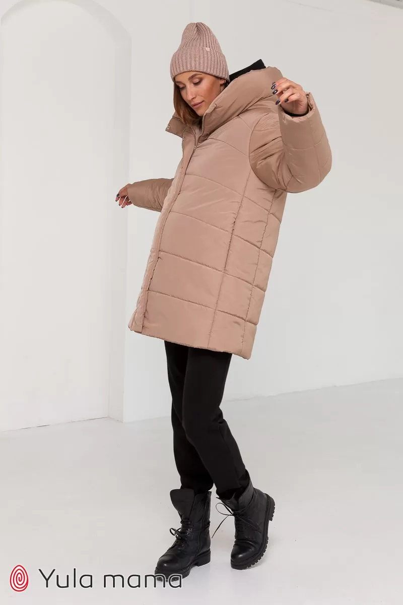 Стильная зимняя куртка для беременных Kimberly беж