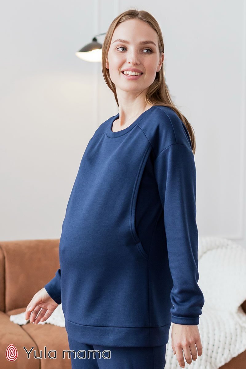 Теплая пижама для беременных и кормящих Wendy темно-синий