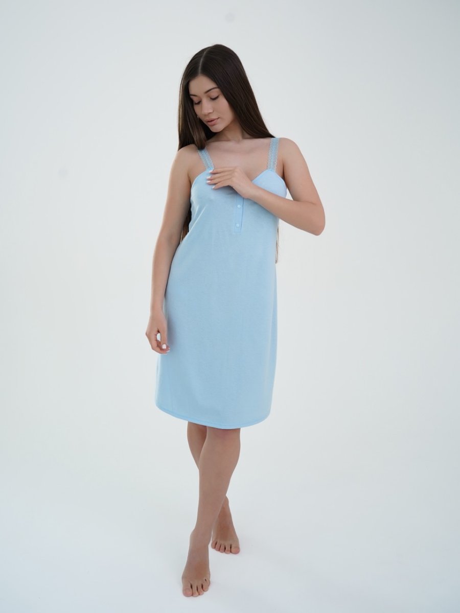 Ночная рубашка для беременных и кормления 24144 голубой