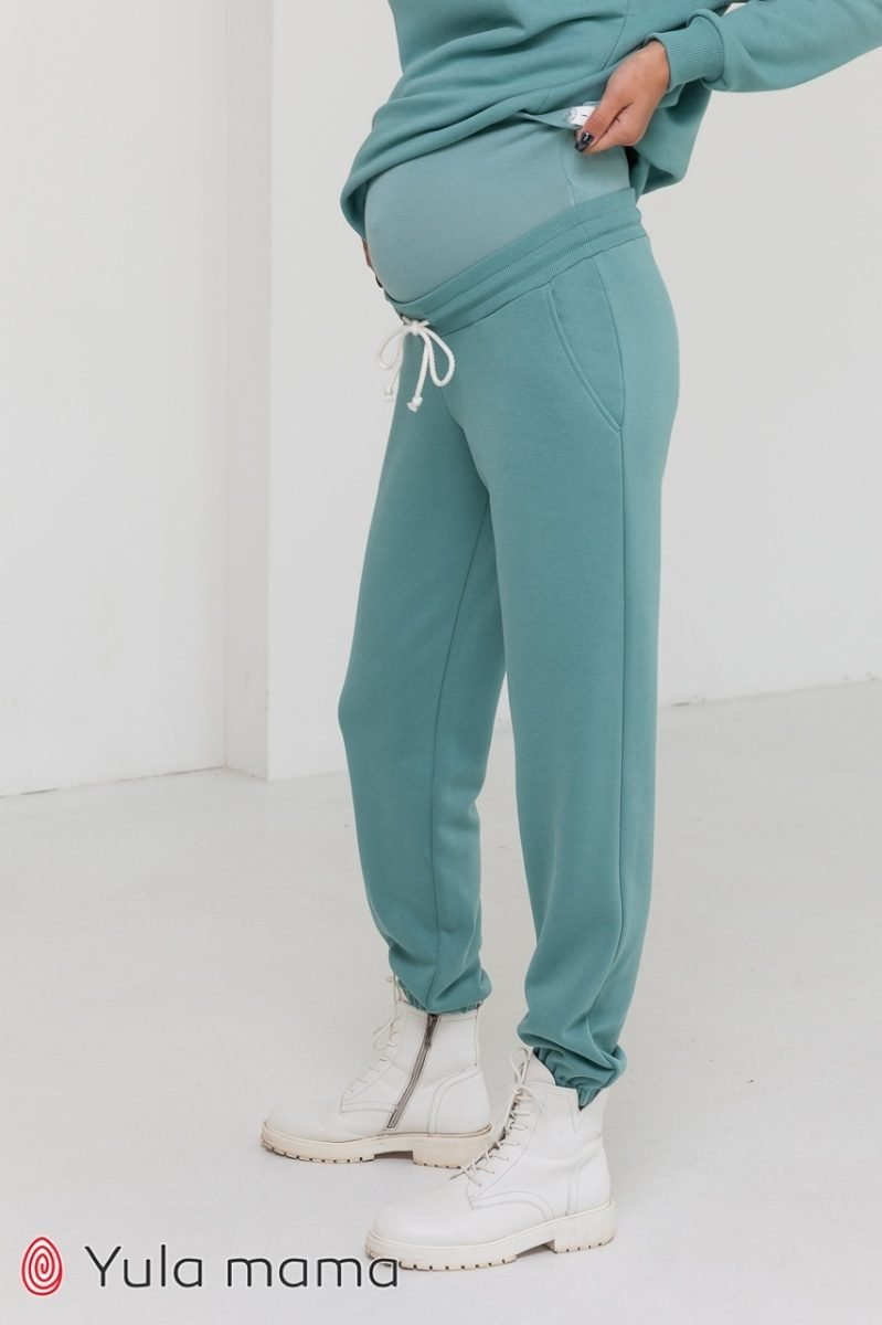 Теплые брюки-джоггеры для беременных Celia warm полынь