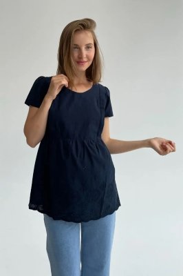 Блуза для беременных и кормящих 3093074 темно-синяя
