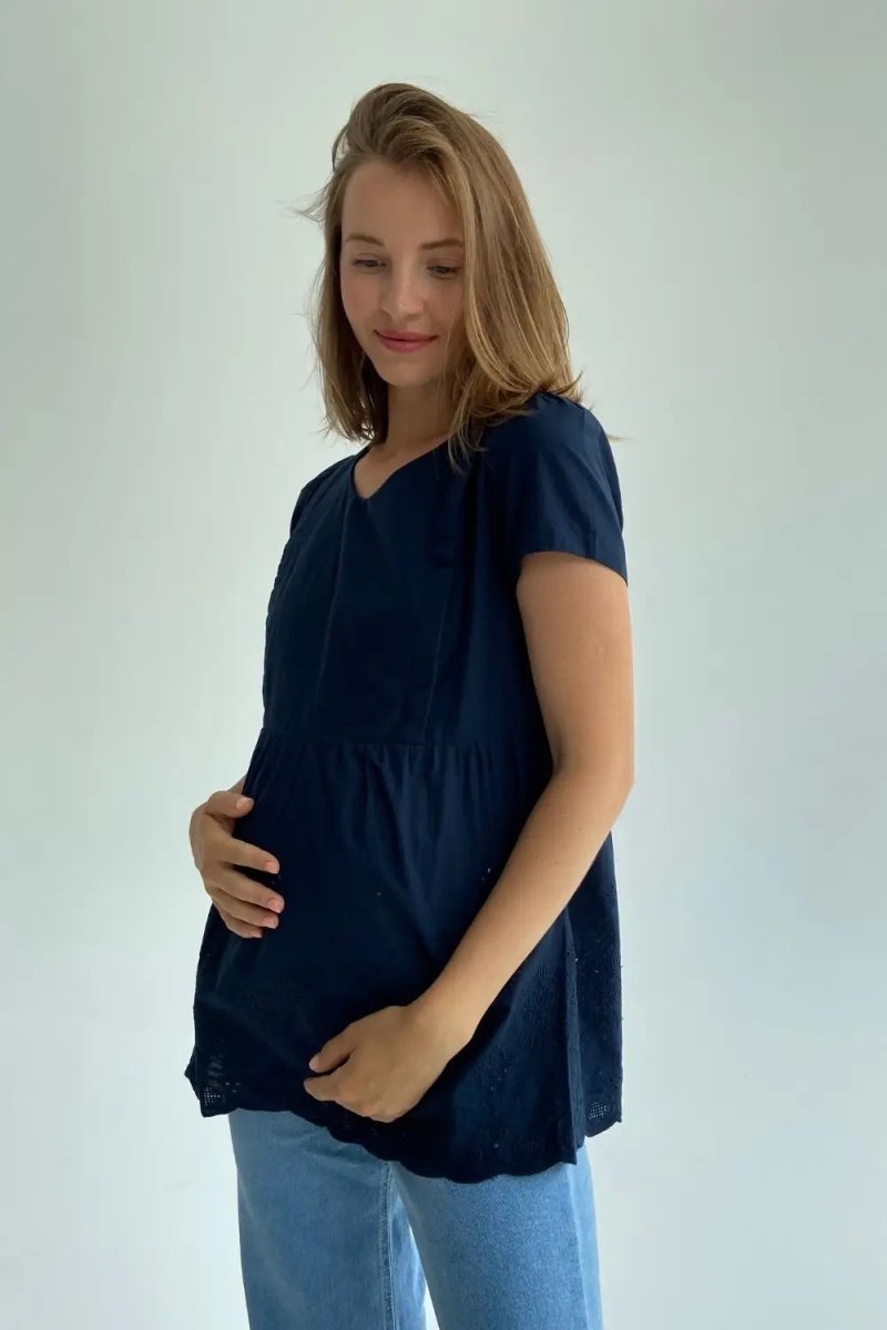 Блуза для вагітних та годуючих 3093074 темно-синя