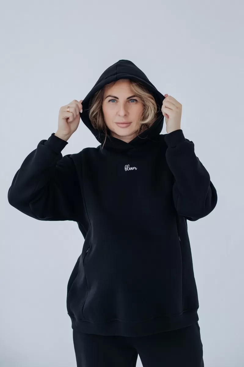Тепле худі для вагітних та годуючих Bloom 29000 чорне