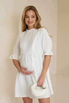 Муслиновое платье для беременных и кормящих 4501746 белый