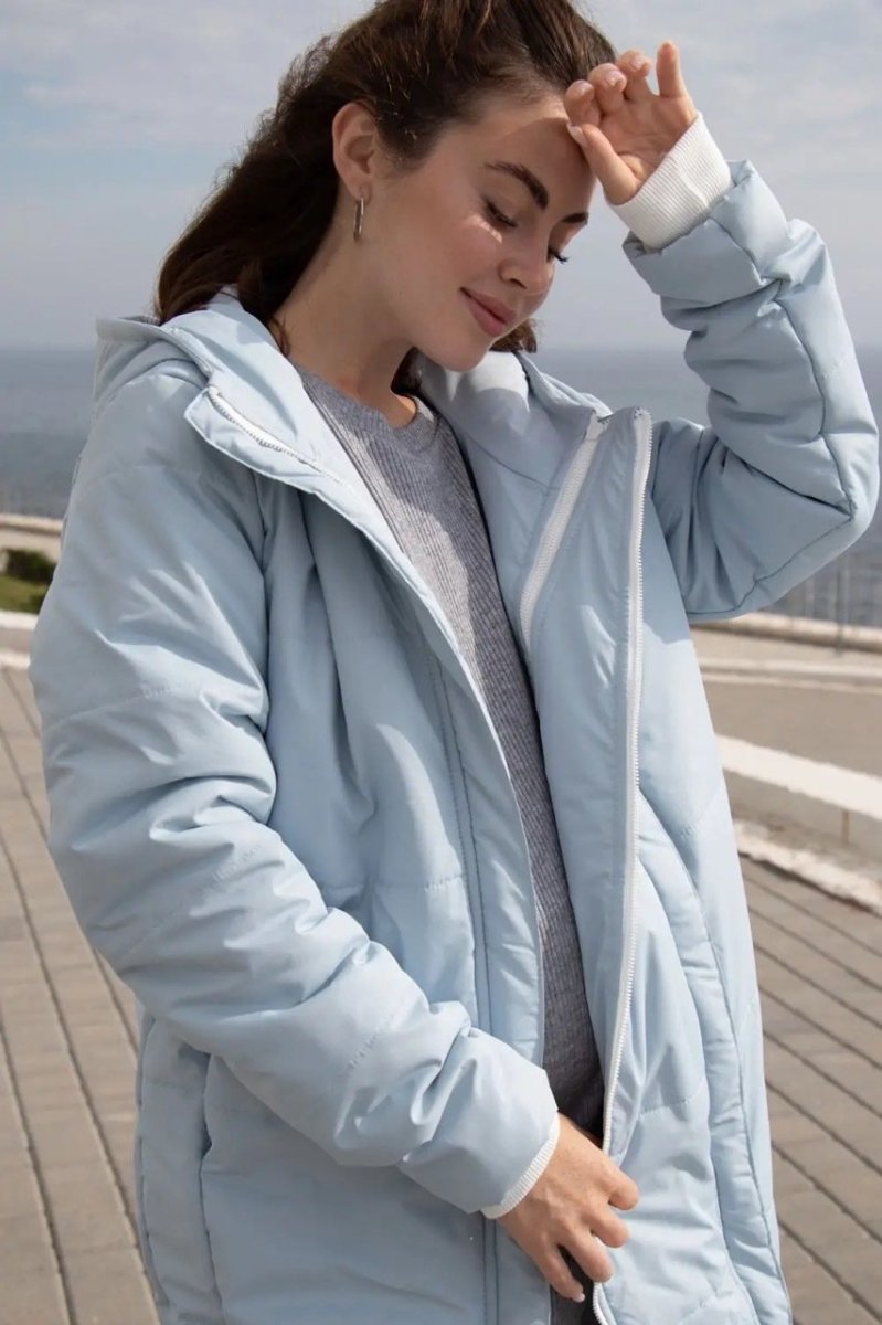 Тепла зимова куртка для вагітних 4343275 блакитна