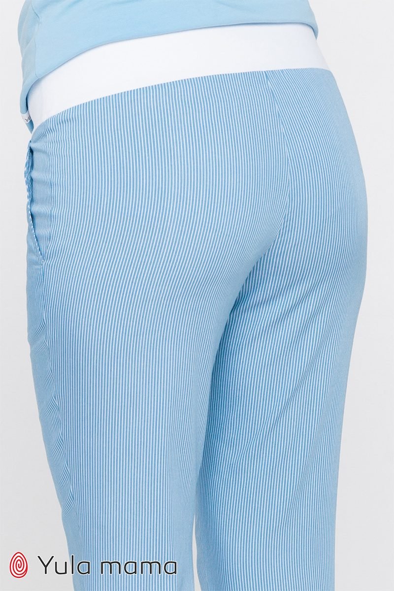 Комфортные брюки для беременных Melani бело-голубая полоска