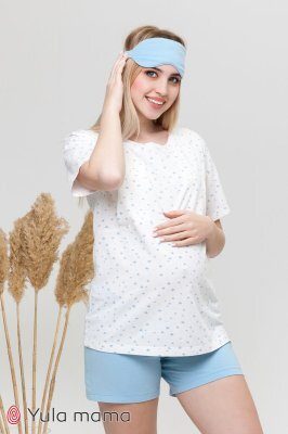 Бавовняна піжама для вагітних і годуючих Janice блакитні зірки