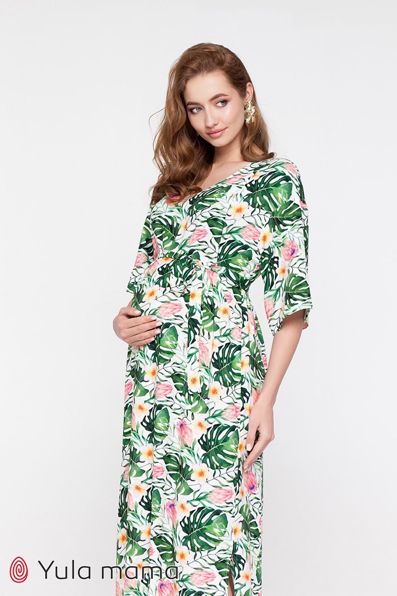 Платье для беременных и кормящих Fey яркие листья