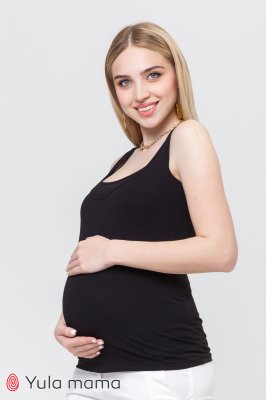 Базовая трикотажная майка для беременных и кормящих Ezra черная