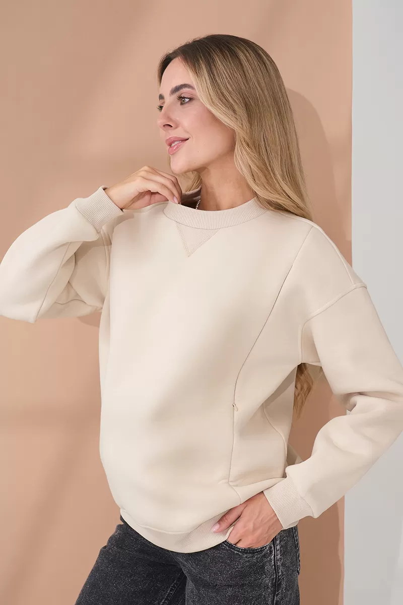 Світшот на флісі для вагітних та годуючих Kloya бежевий