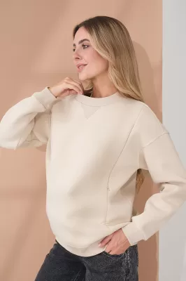 Світшот на флісі для вагітних та годуючих Kloya бежевий