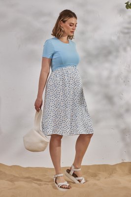 Платье для беременных и кормящих Gwinnett голубой с молочным