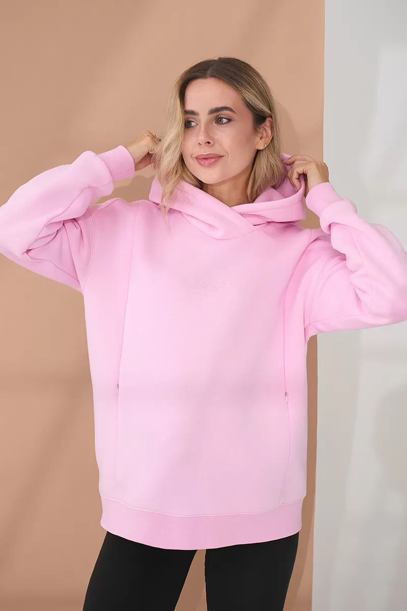 Тепле худі для вагітних та годуючих Angel рожеве