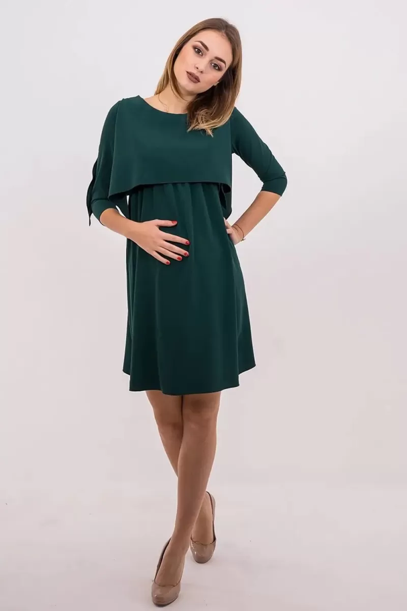 Платье для беременных и кормящих 4135544 тёмно-зелёное
