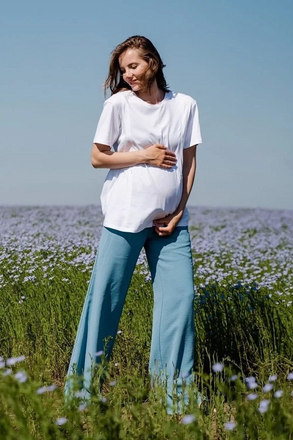 Брюки для беременных 4247752 серо-голубой